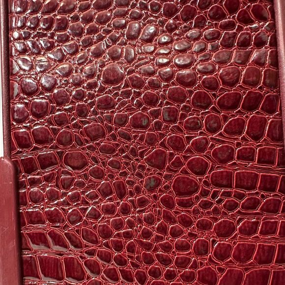 Kathy Van Zeeland Croco PVC Designer Luggage Bag Expandable Burgundy 22” - Picture 15 of 16